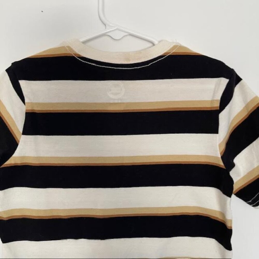 Boys Wonder Nation Size 6-7 Brown/Black/White Striped Short Sleeve Shirt - Picture 6 of 8
